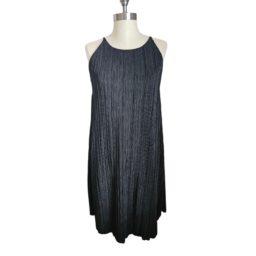 BLACK SWAN Pleated Halter Strap Black Mini Dress | SZ M